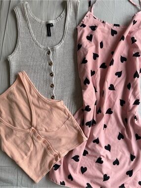 Bundle- PacSun Soft Pink Tank Top, Moon & Madison grey tank top, pink slip dress
